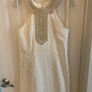 Lilly Pulitzer White and Gold Beaded Dress